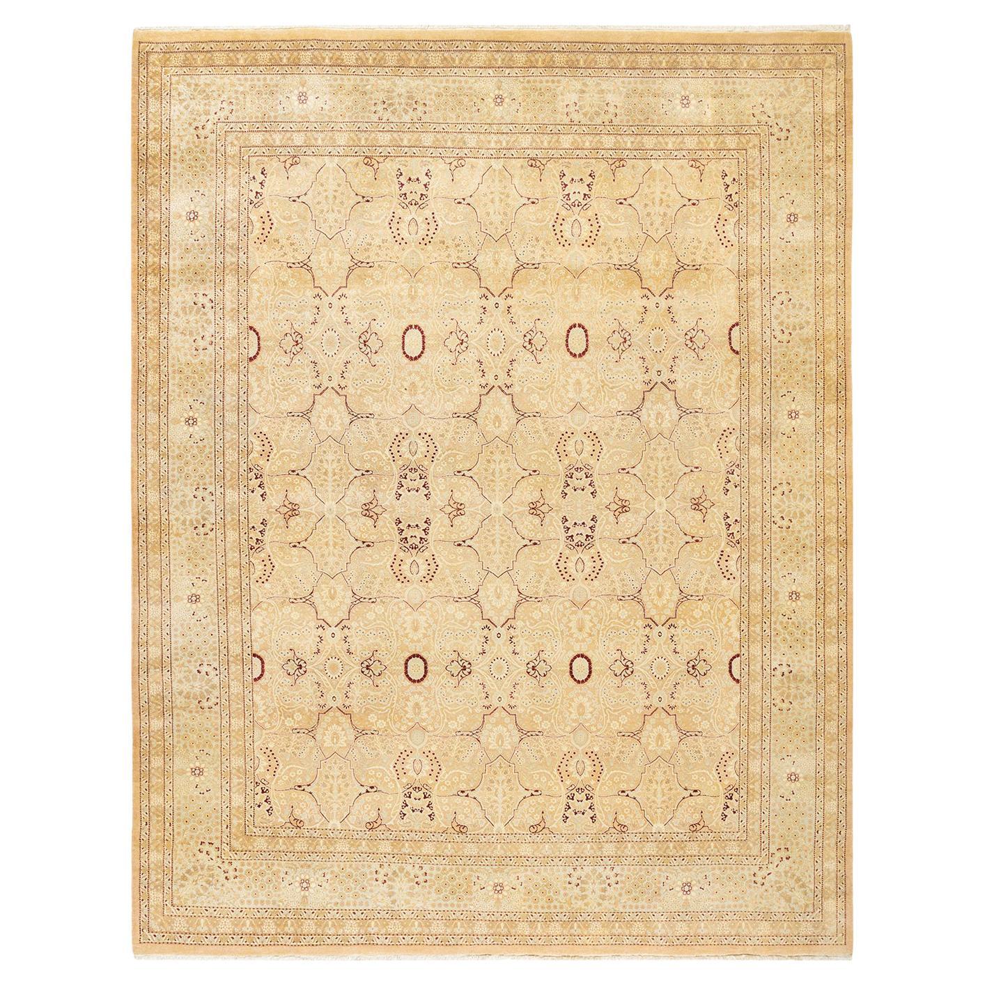 One-of-a-kind Hand Made Traditional Mogul Beige Area Rug For Sale