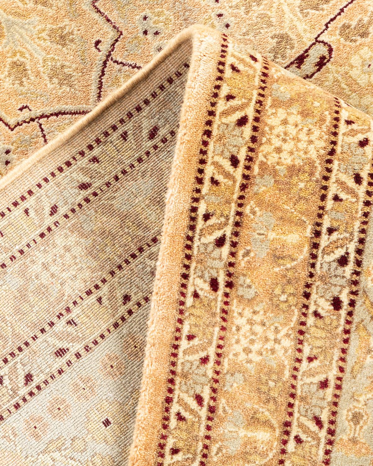 Pakistanais Tapis traditionnel Mogul beige unique en son genre, fabriqué à la main en vente