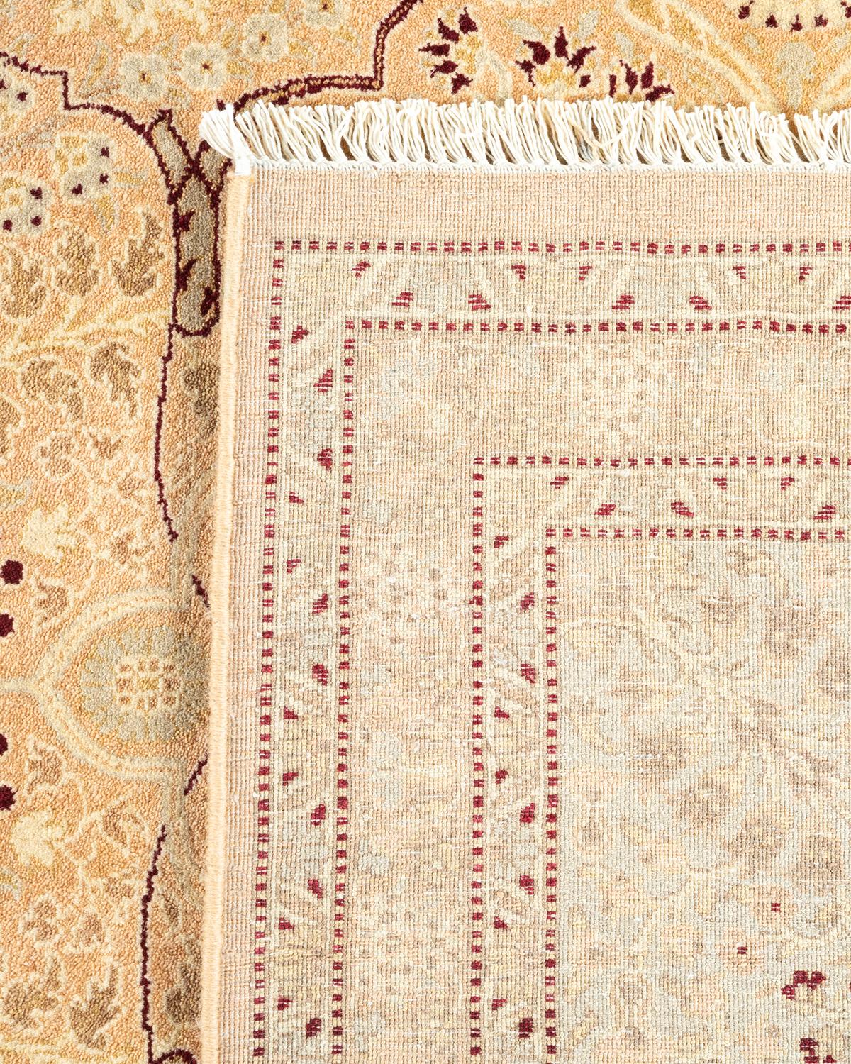 Noué à la main Tapis traditionnel Mogul beige unique en son genre, fabriqué à la main en vente