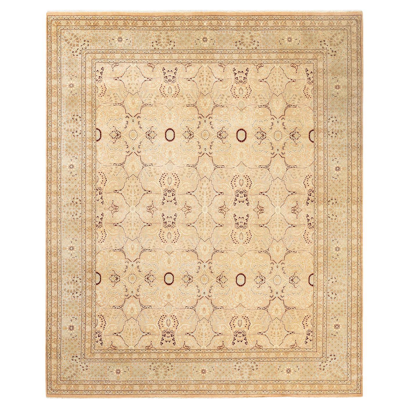 One-of-a-kind Hand Made Traditional Mogul Beige Area Rug