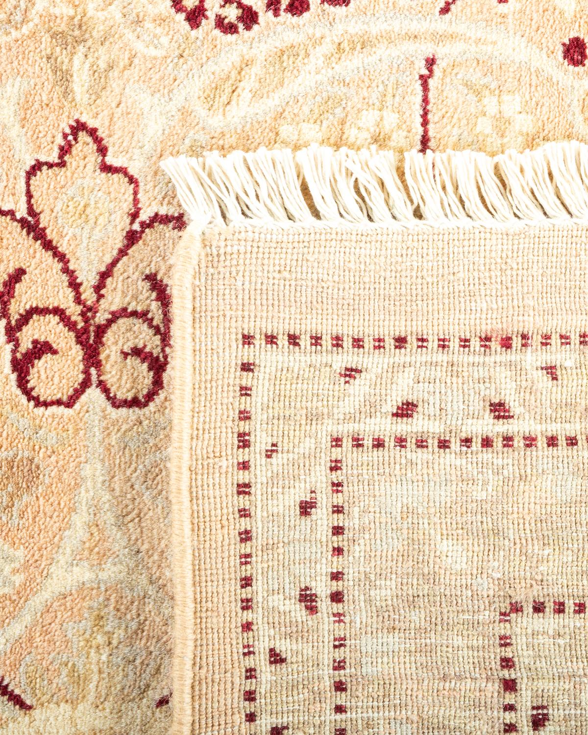 Noué à la main Tapis traditionnel Mogul beige unique en son genre, fabriqué à la main en vente