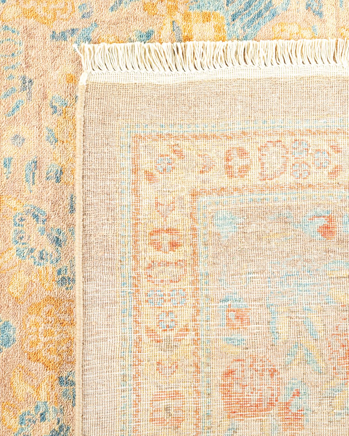 Noué à la main Tapis Mogul traditionnel beige unique fait à la main, unique en son genre en vente