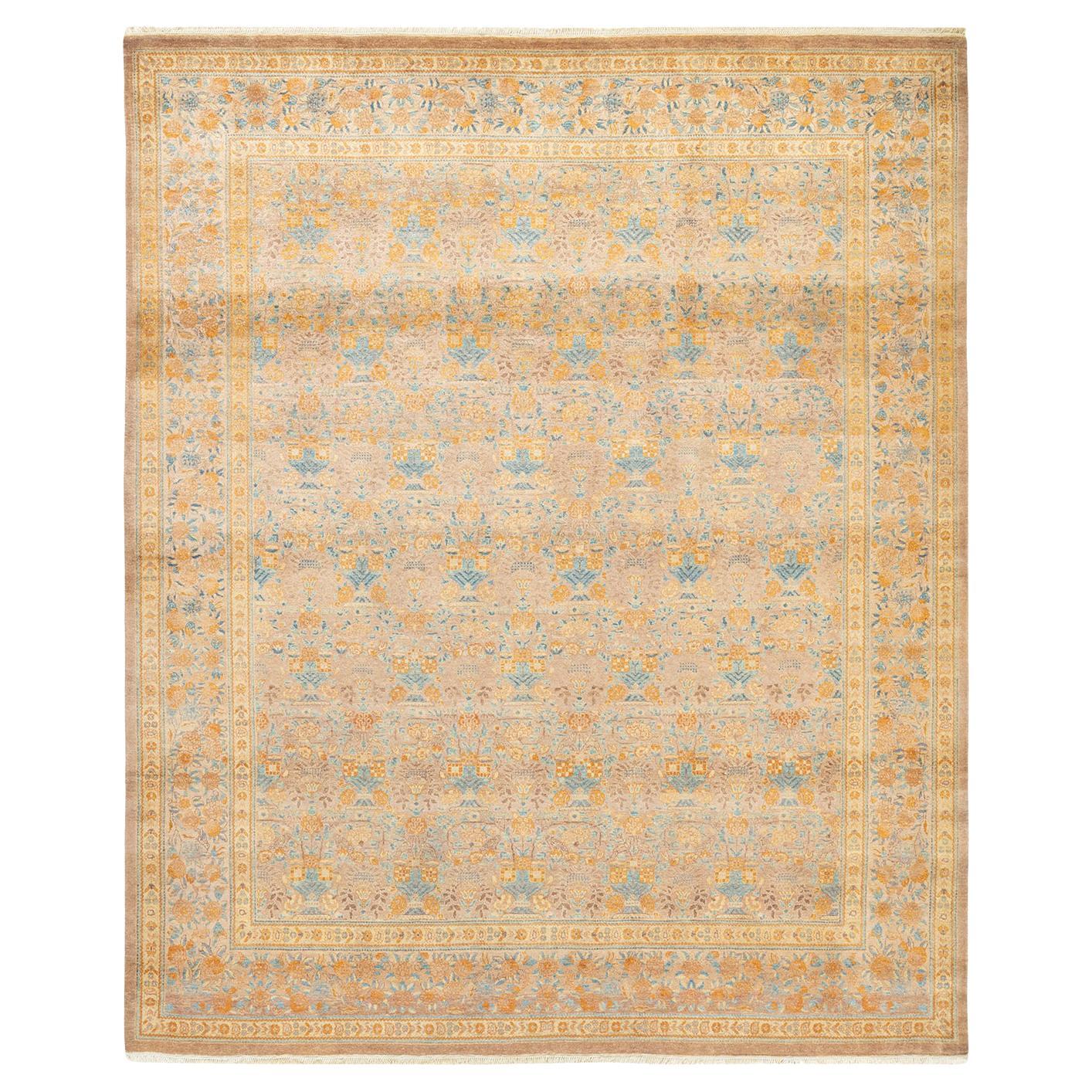 One-of-a-Kind Hand Made Traditional Mogul Beige Area Rug For Sale