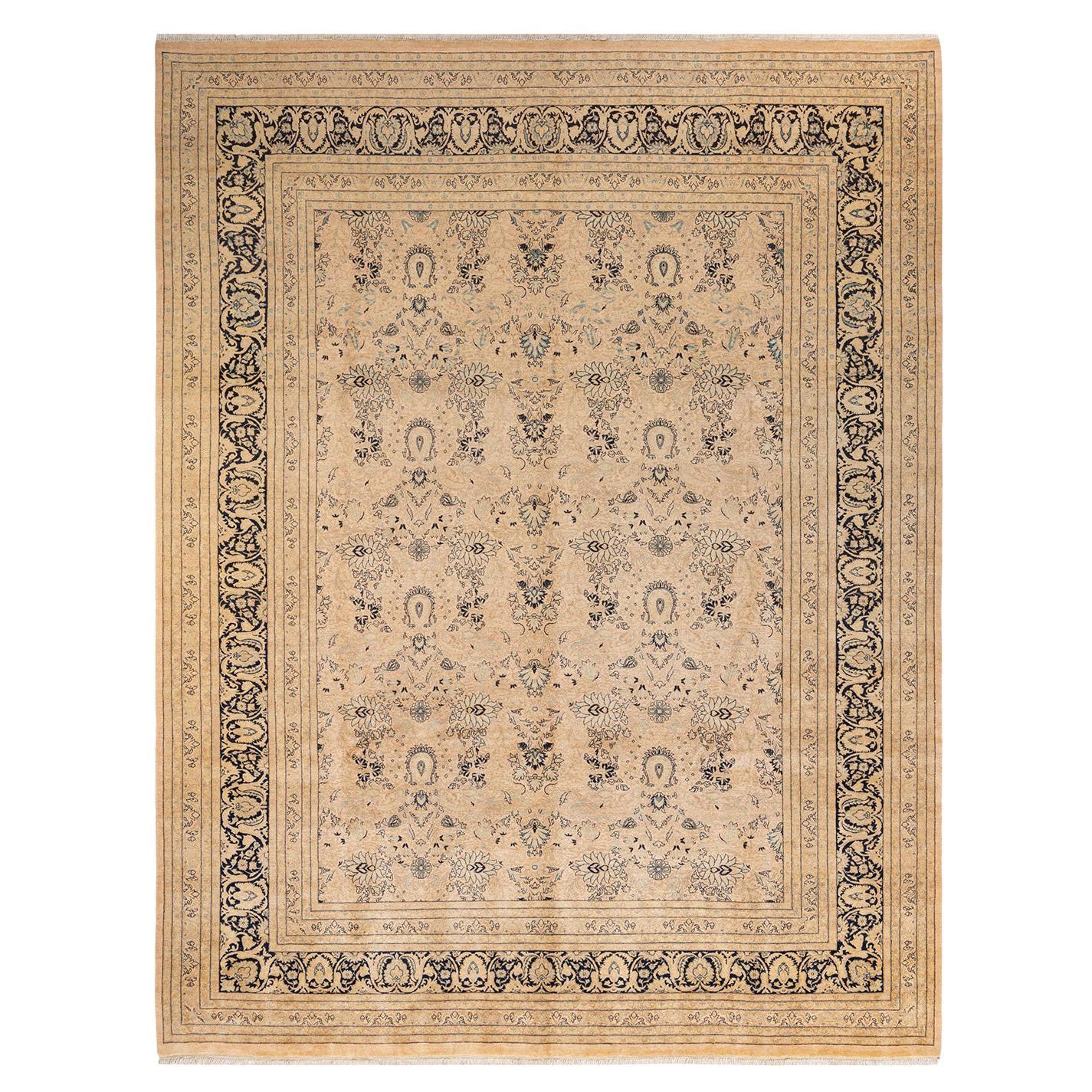 Tappeto tradizionale Mogul beige, unico nel suo genere, realizzato a mano