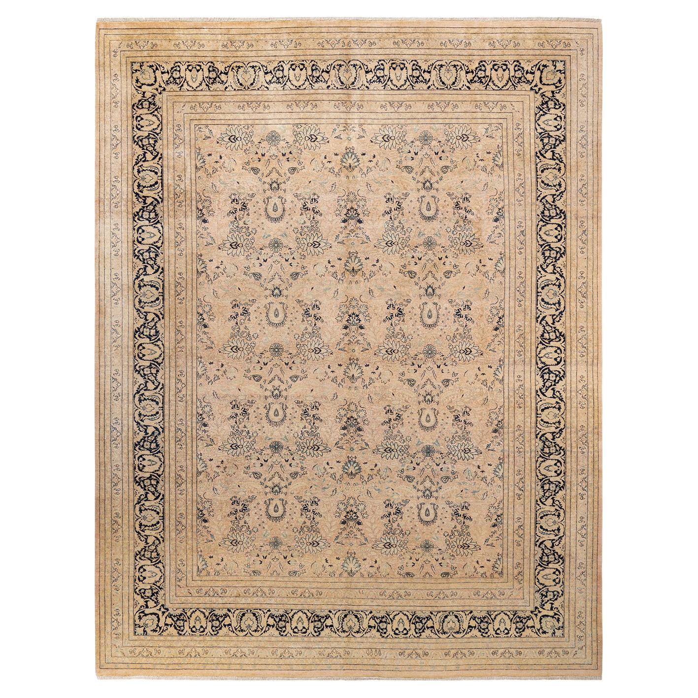 Tappeto tradizionale Mogul Beige, unico nel suo genere, realizzato a mano