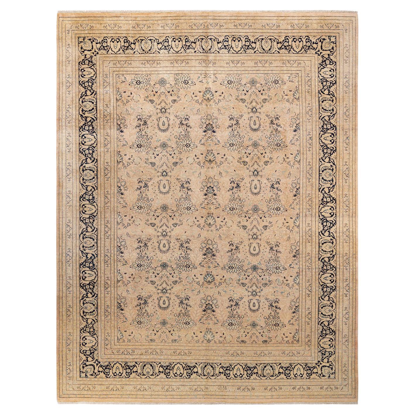 One-of-a-Kind Hand Made Traditional Mogul Beige Area Rug