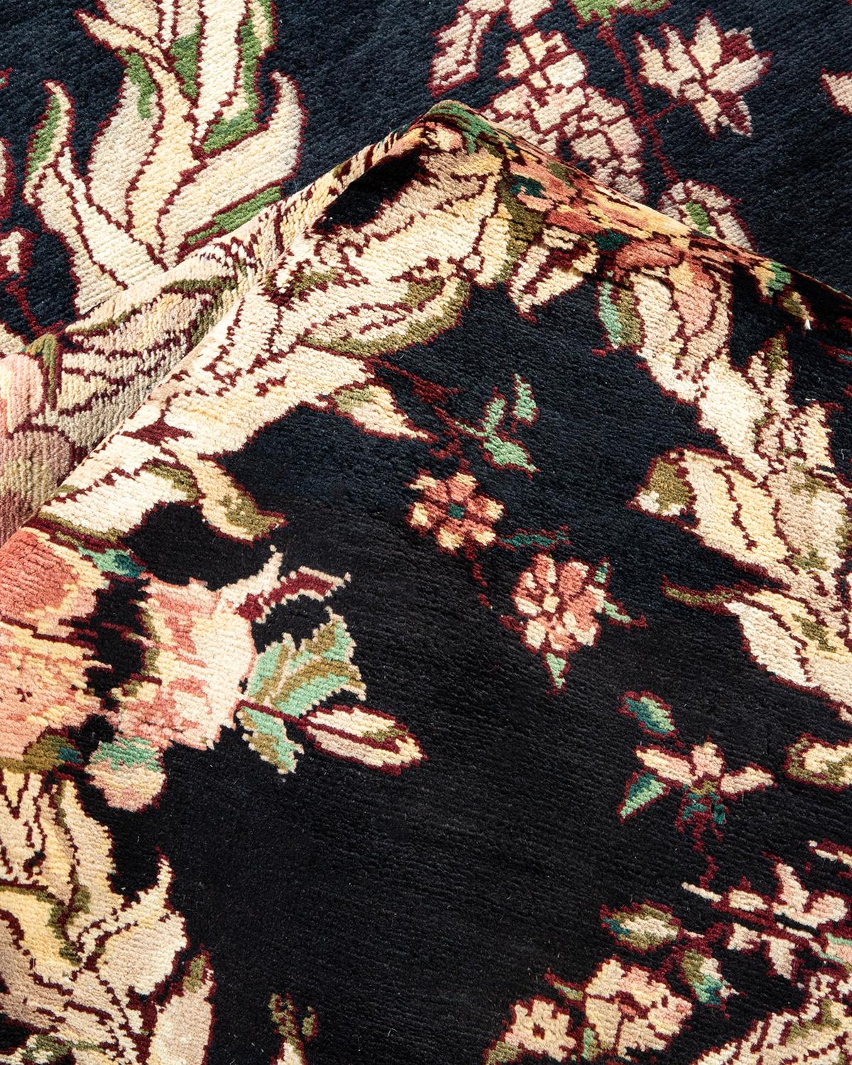 Autre Tapis traditionnel Mogul noir unique fait à la main, unique en son genre en vente