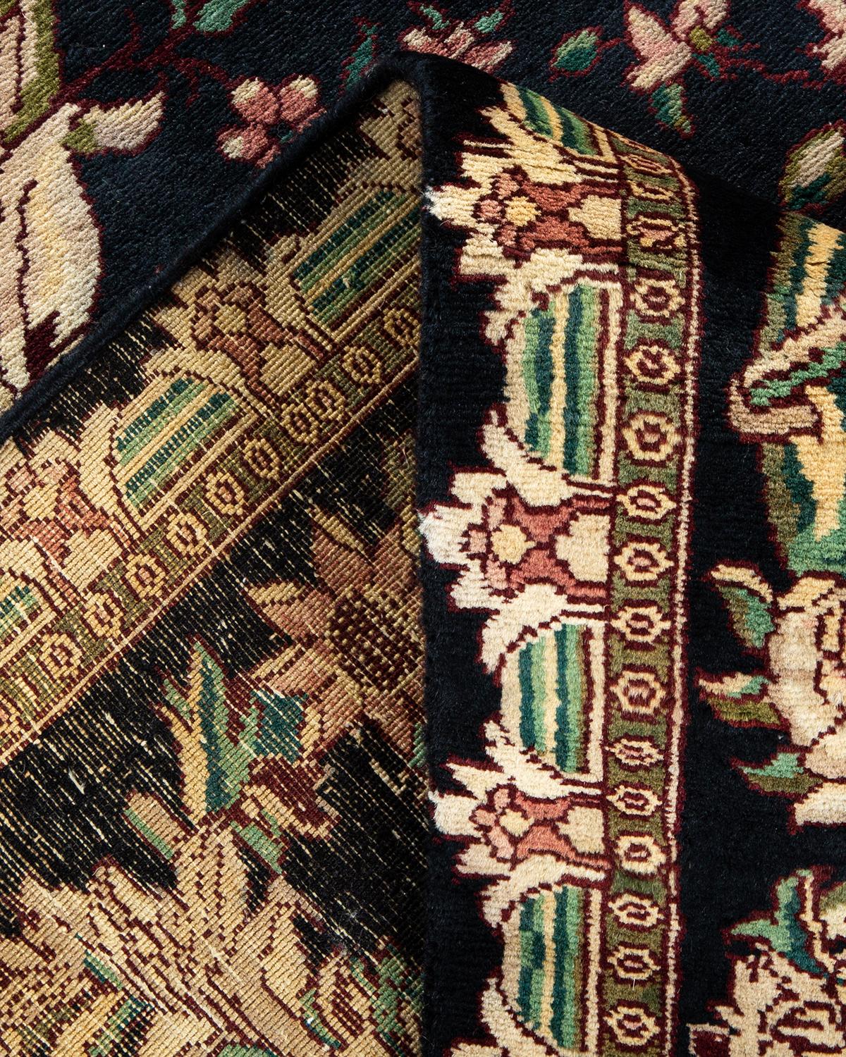 Pakistanais Tapis traditionnel Mogul noir unique fait à la main, unique en son genre en vente