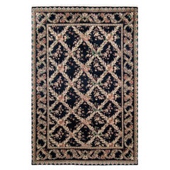 Einzigartiger handgefertigter traditioneller Mogul-Teppich in Schwarz