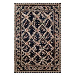 One-of-a-kind Hand Made Traditional Mogul Black Area Rug