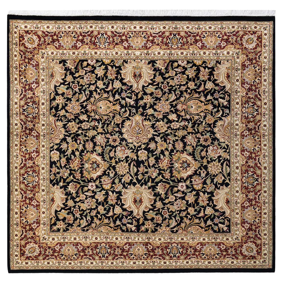Alfombra tradicional única Hand Made Mogul negra