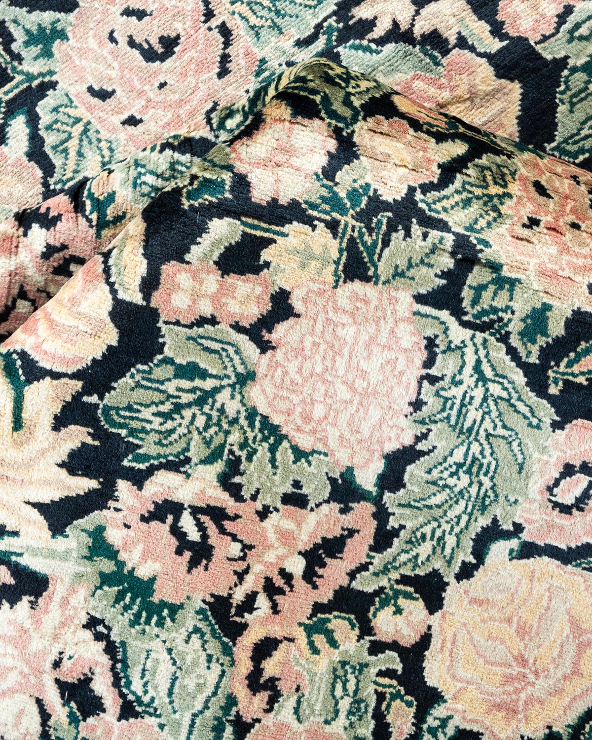 Other One-of-a-kind Hand Made Traditional Mogul Black Area Rug For Sale