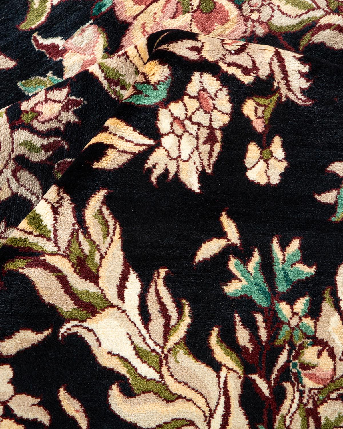 Autre Tapis traditionnel Mogul noir unique fait à la main, unique en son genre en vente