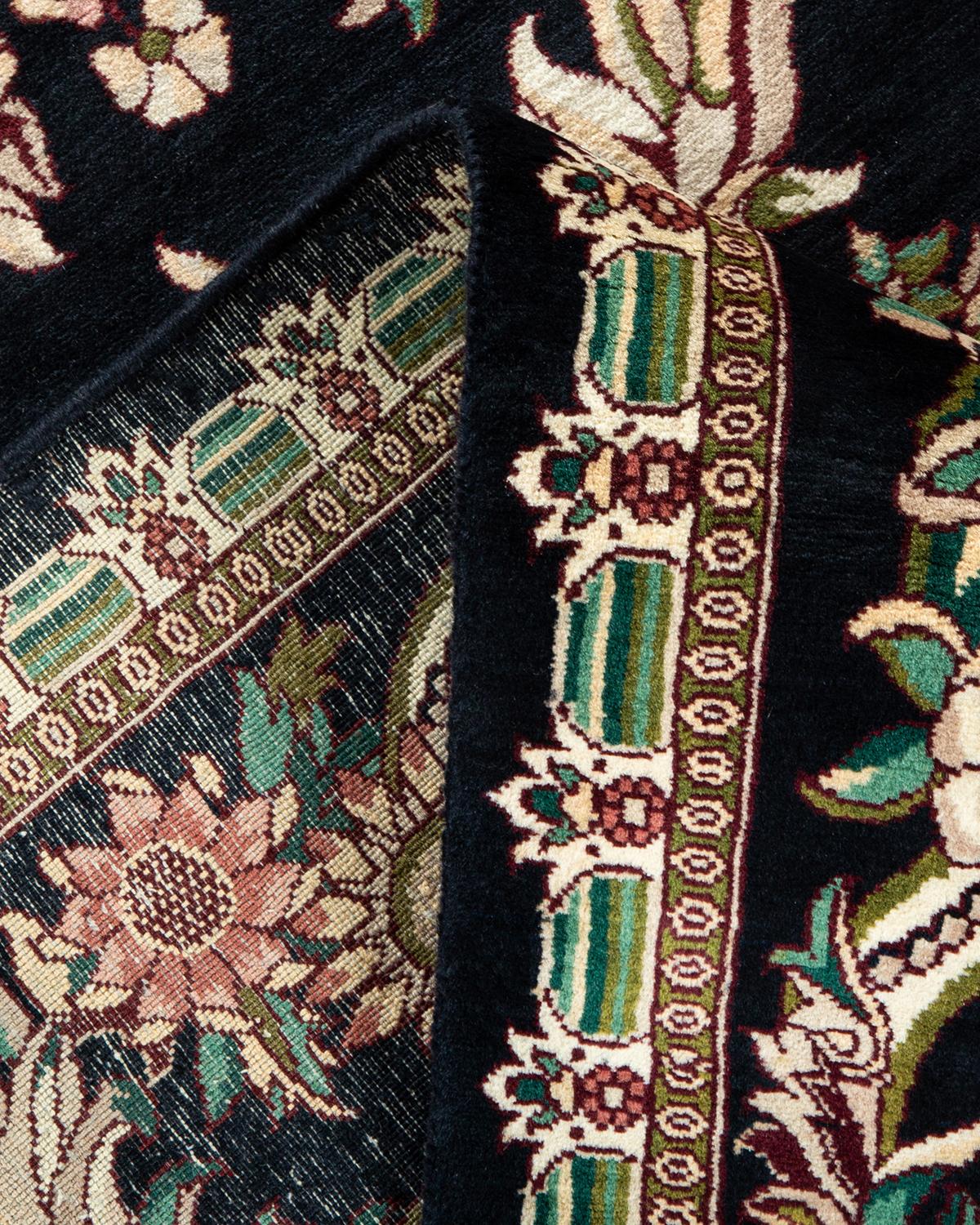 Pakistanais Tapis traditionnel Mogul noir unique fait à la main, unique en son genre en vente