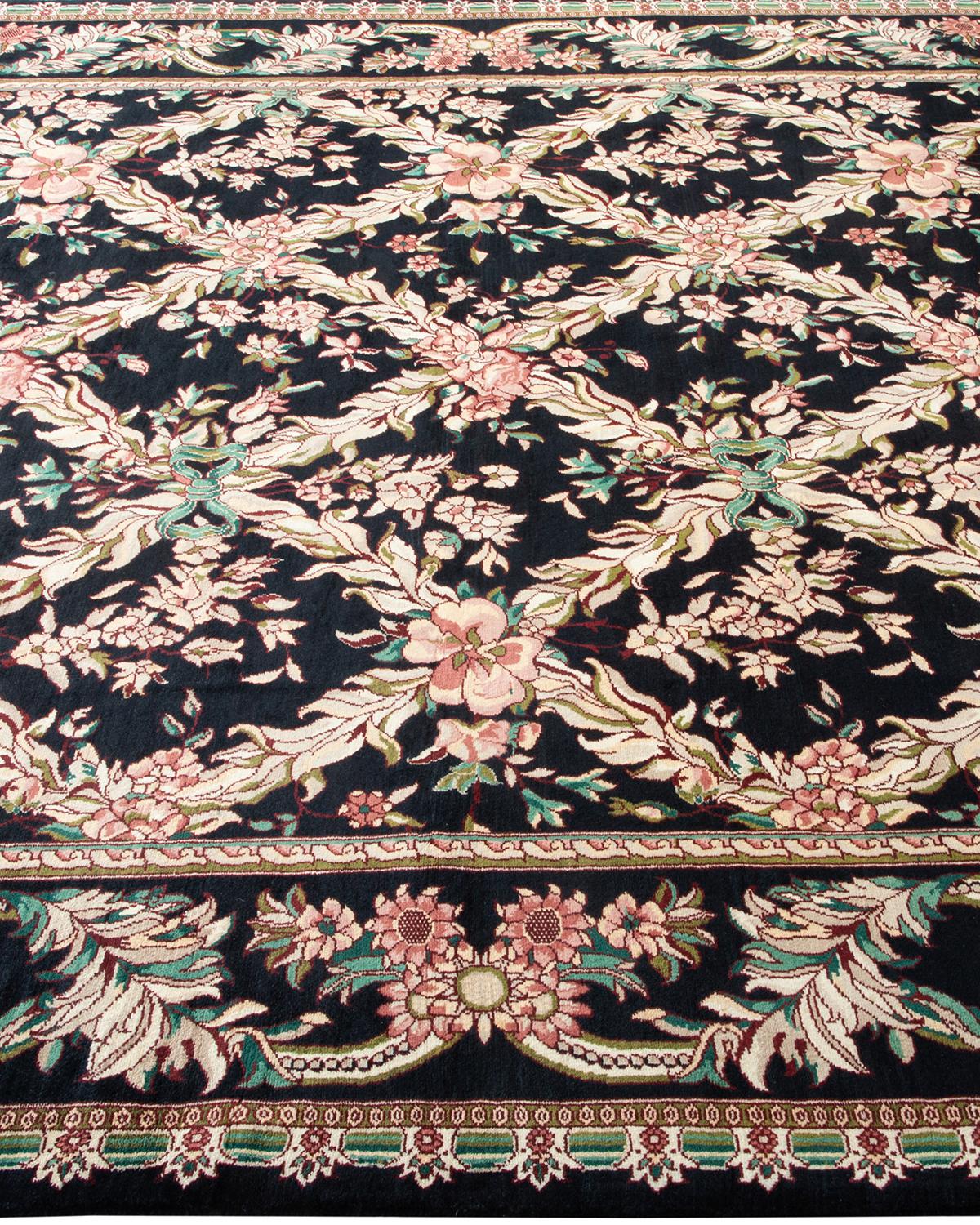One-of-a-kind Hand Made Traditional Mogul Black Area Rug In New Condition For Sale In Norwalk, CT