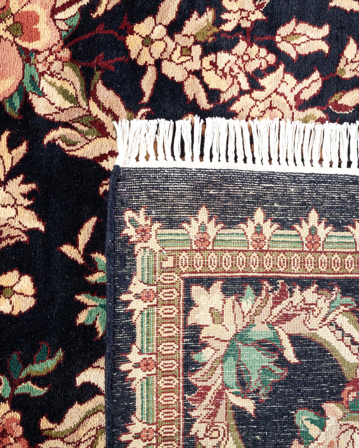 Annodato a mano Tappeto tradizionale Mogul nero, unico nel suo genere, Hand Made in vendita