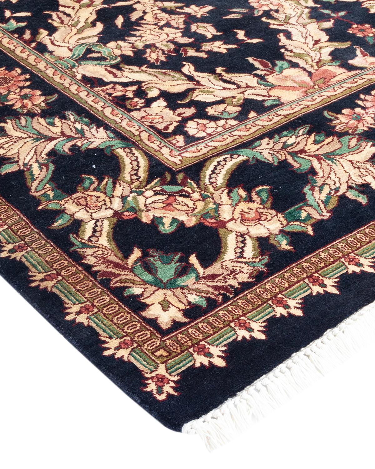 Lana Tappeto tradizionale Mogul nero, unico nel suo genere, Hand Made in vendita
