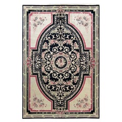 Einzigartiger handgefertigter traditioneller Mogul-Teppich in Schwarz