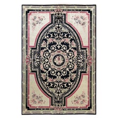 One-Of-A-Kind Hand Made Traditional Mogul Black Area Rug