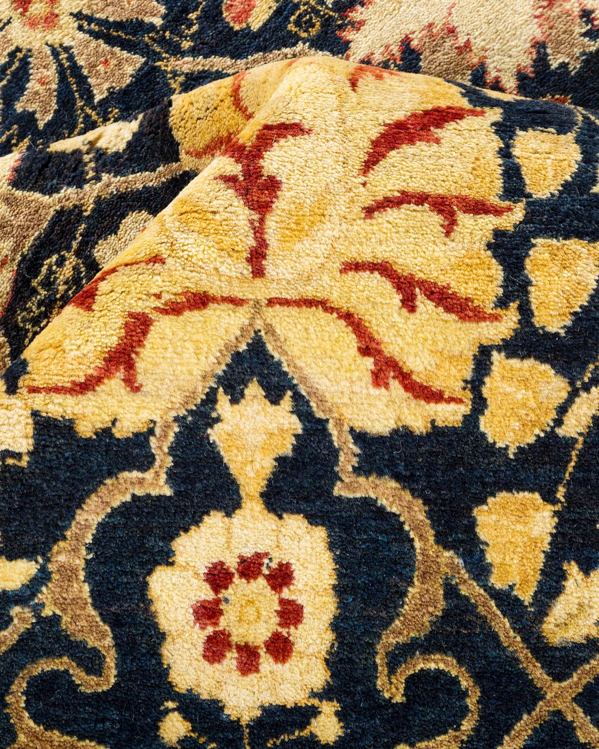 Other One-of-a-kind Hand Made Traditional Mogul Black Area Rug For Sale