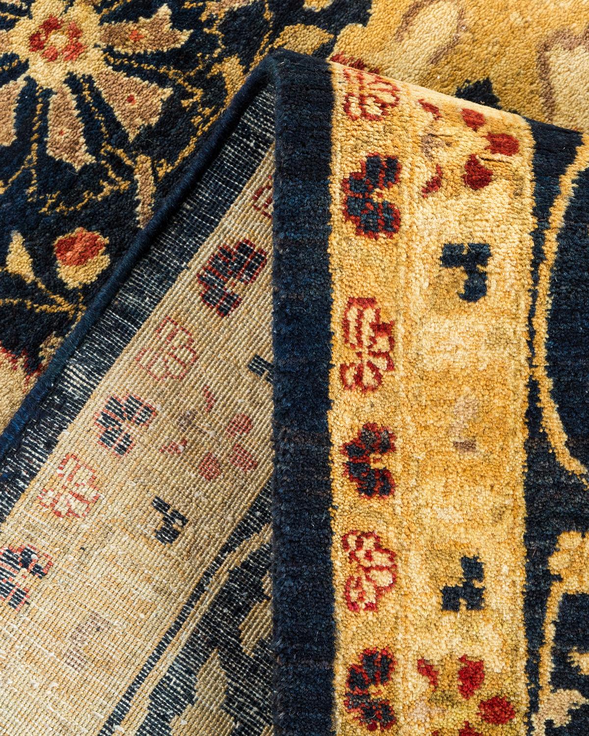 Pakistani One-of-a-kind Hand Made Traditional Mogul Black Area Rug For Sale