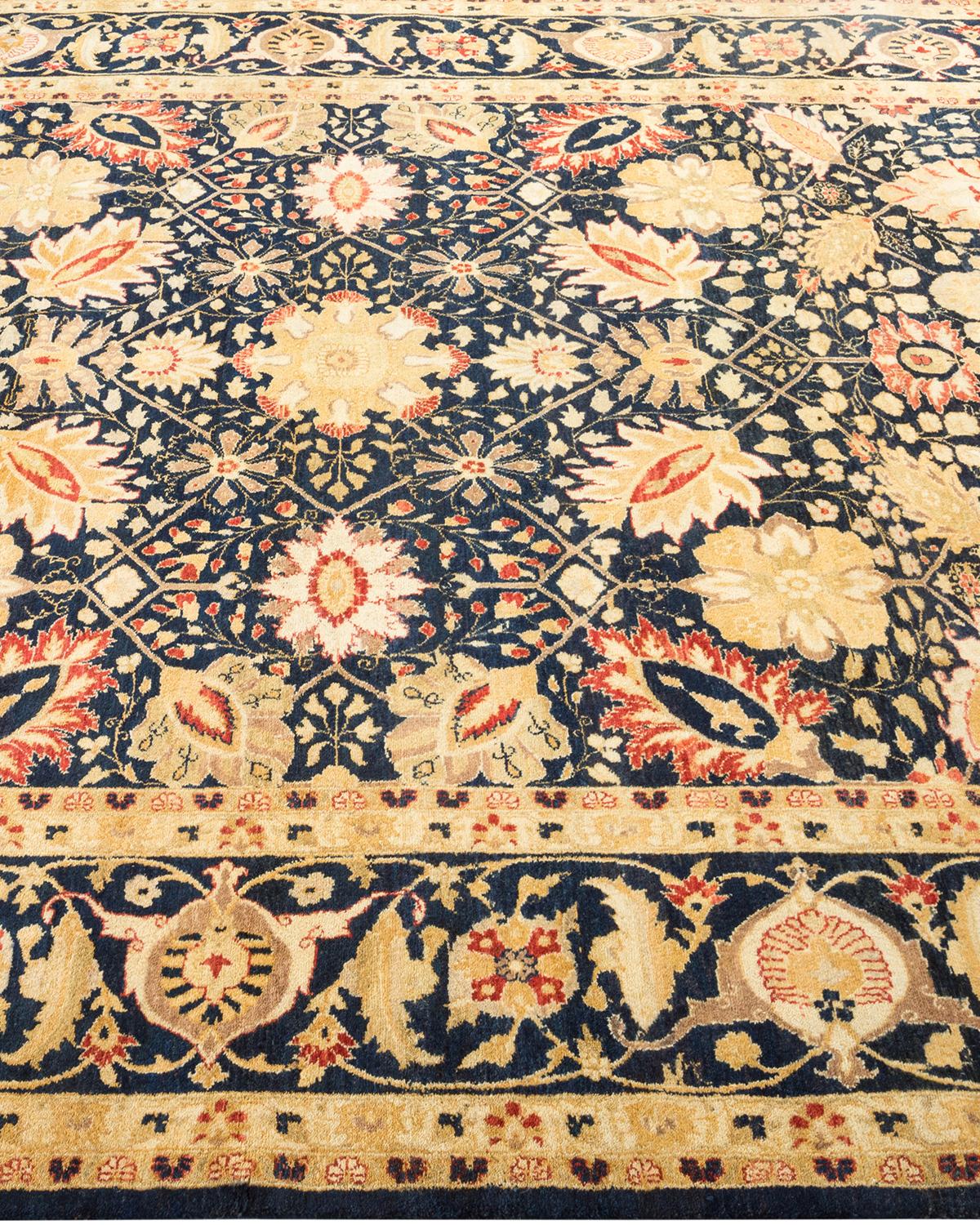 One-of-a-kind Hand Made Traditional Mogul Black Area Rug In New Condition For Sale In Norwalk, CT