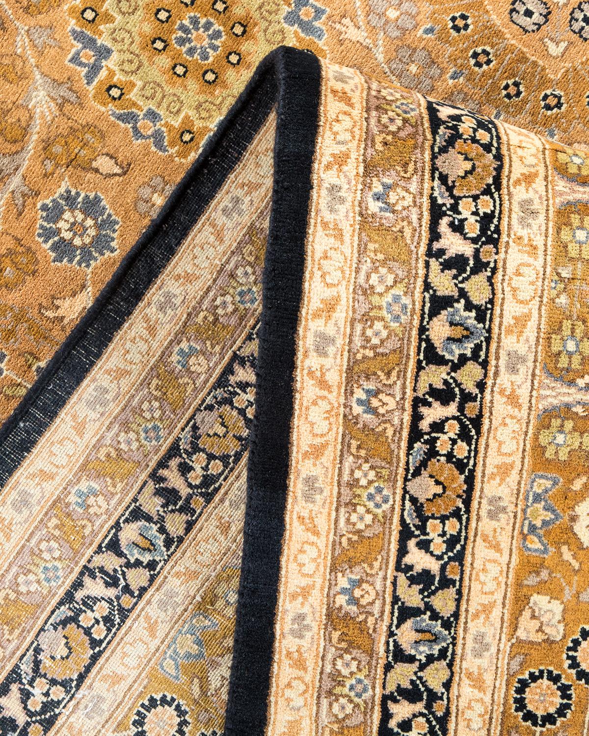 Alfombra tradicional única Hand Made Mogul negra Pakistaní en venta