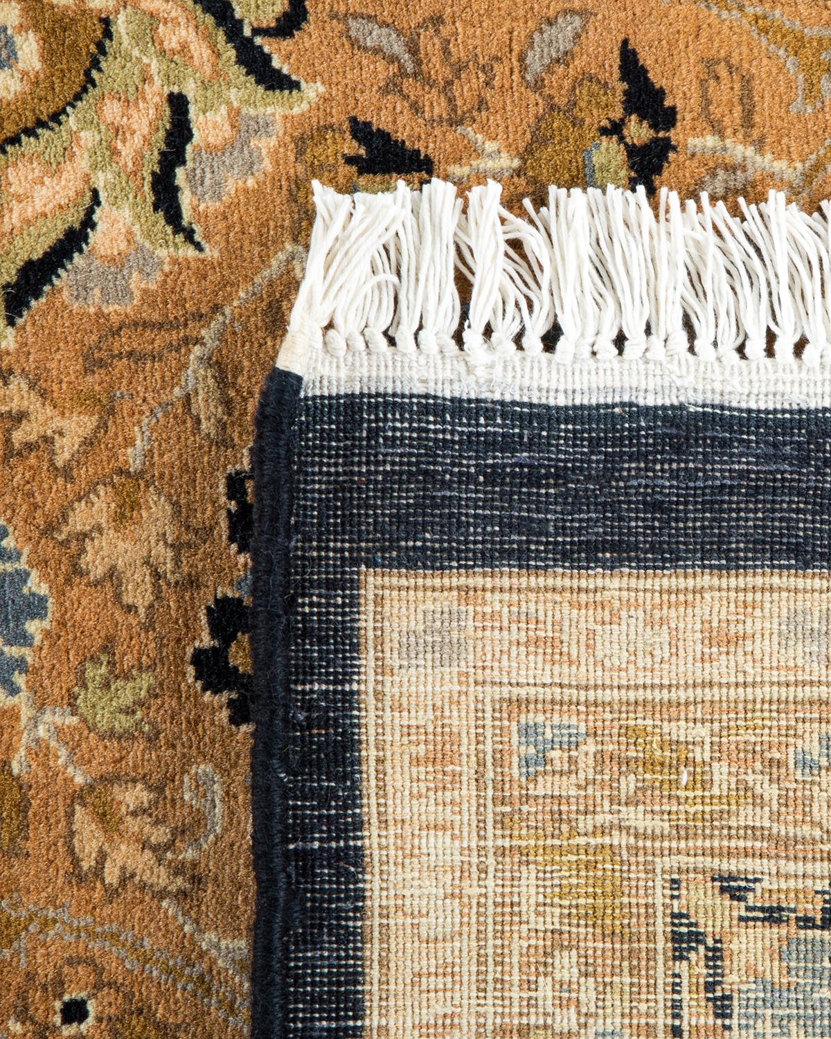 Noué à la main Tapis traditionnel Mogul noir unique fait à la main, unique en son genre en vente