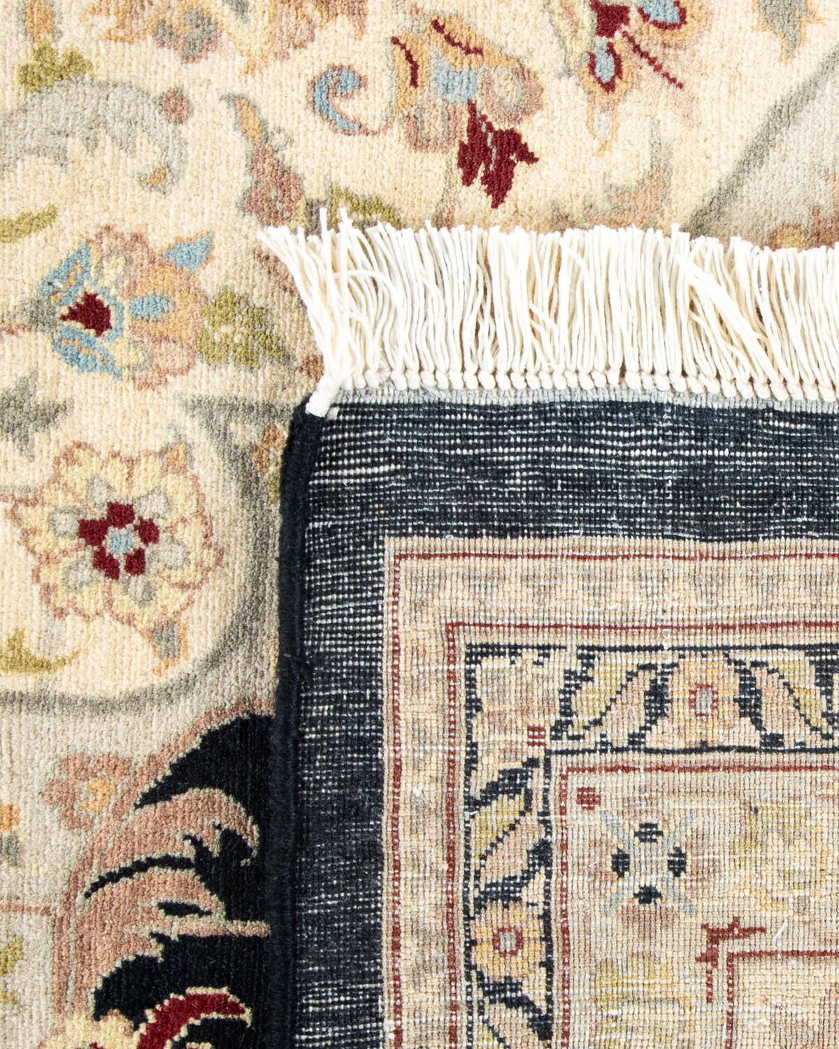 One-of-a-Kind Hand Made Traditional Mogul Black Area Rug In New Condition For Sale In Norwalk, CT