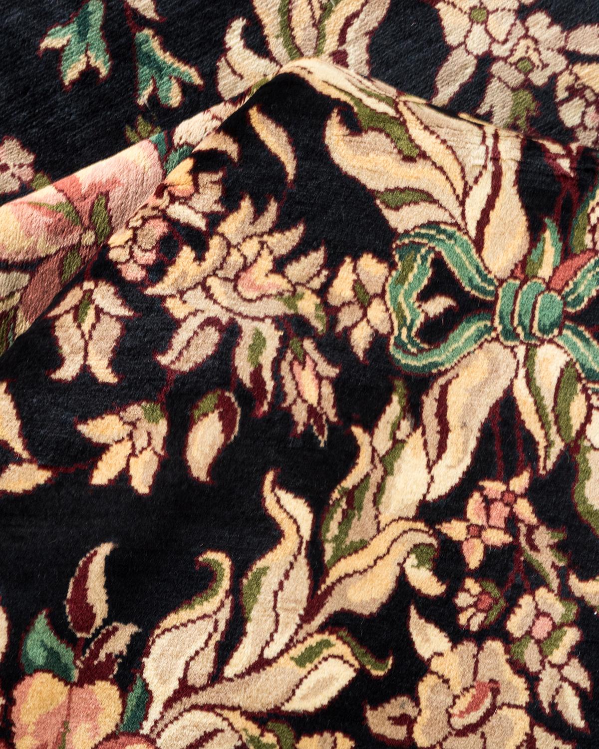 Autre Tapis traditionnel Mogul noir unique fait à la main, unique en son genre en vente