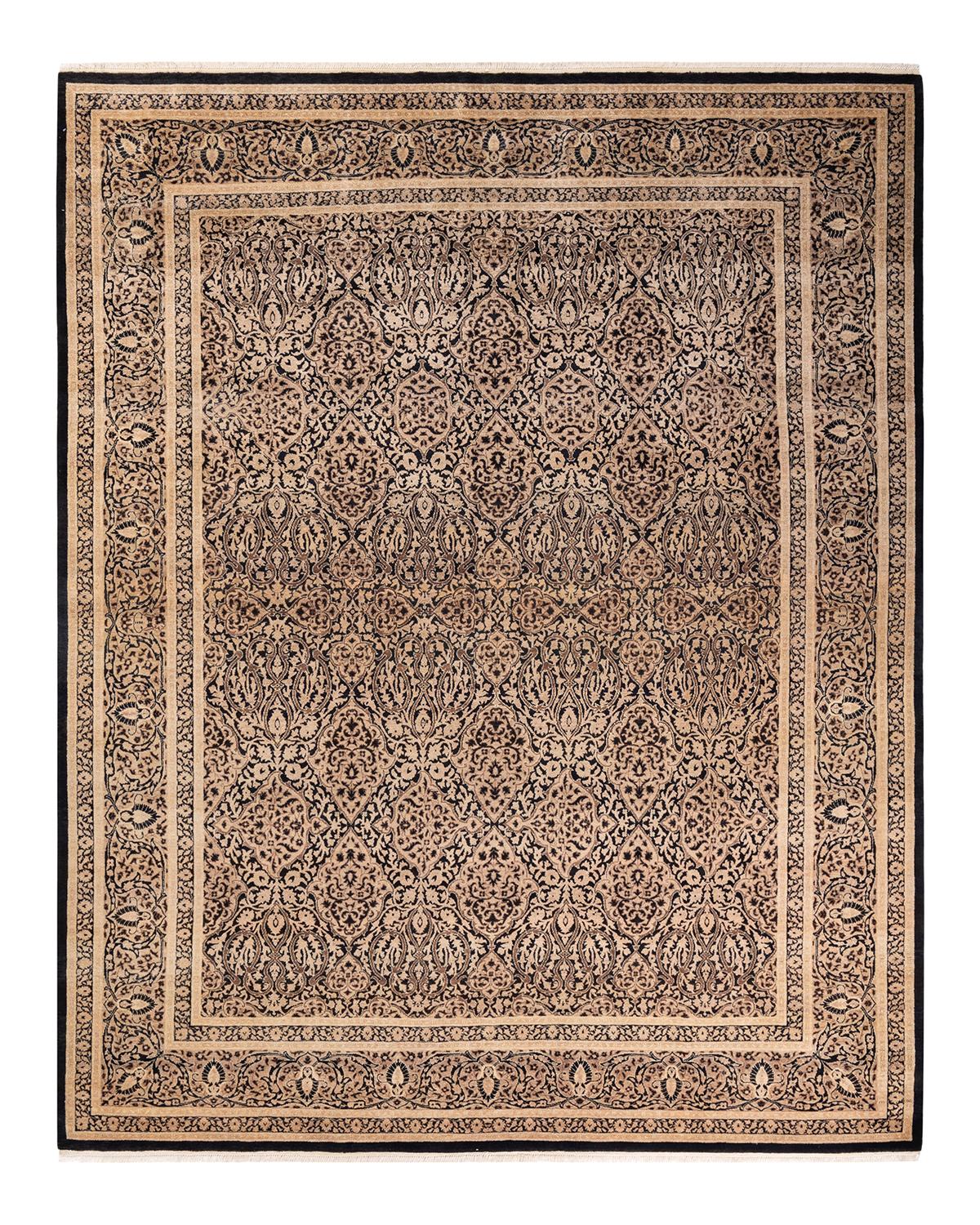 Autre Tapis traditionnel Mogul noir, unique en son genre, fait à la main en vente