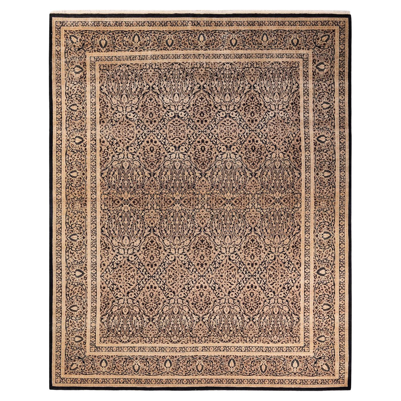 One-of-a-kind Hand Made Traditional Mogul Black Area Rug