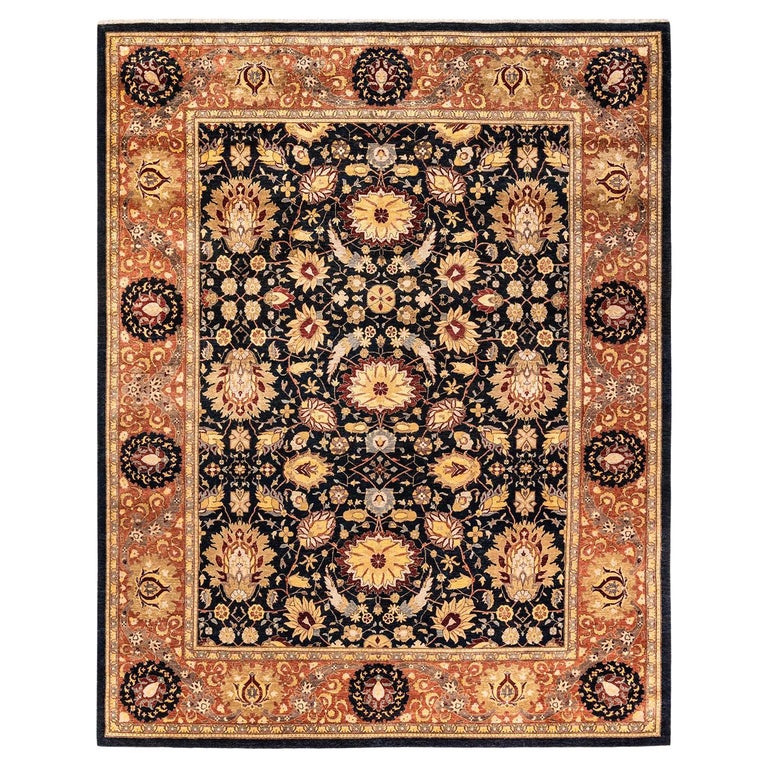 Man Made Rug One-of-a-Kind Hand Made Traditional Mogul Black Area Rug For Sale at ...