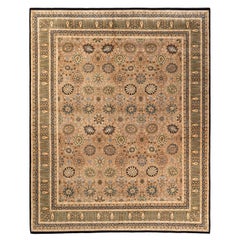 Einzigartiger, handgefertigter traditioneller Mogul-Teppich in Schwarz