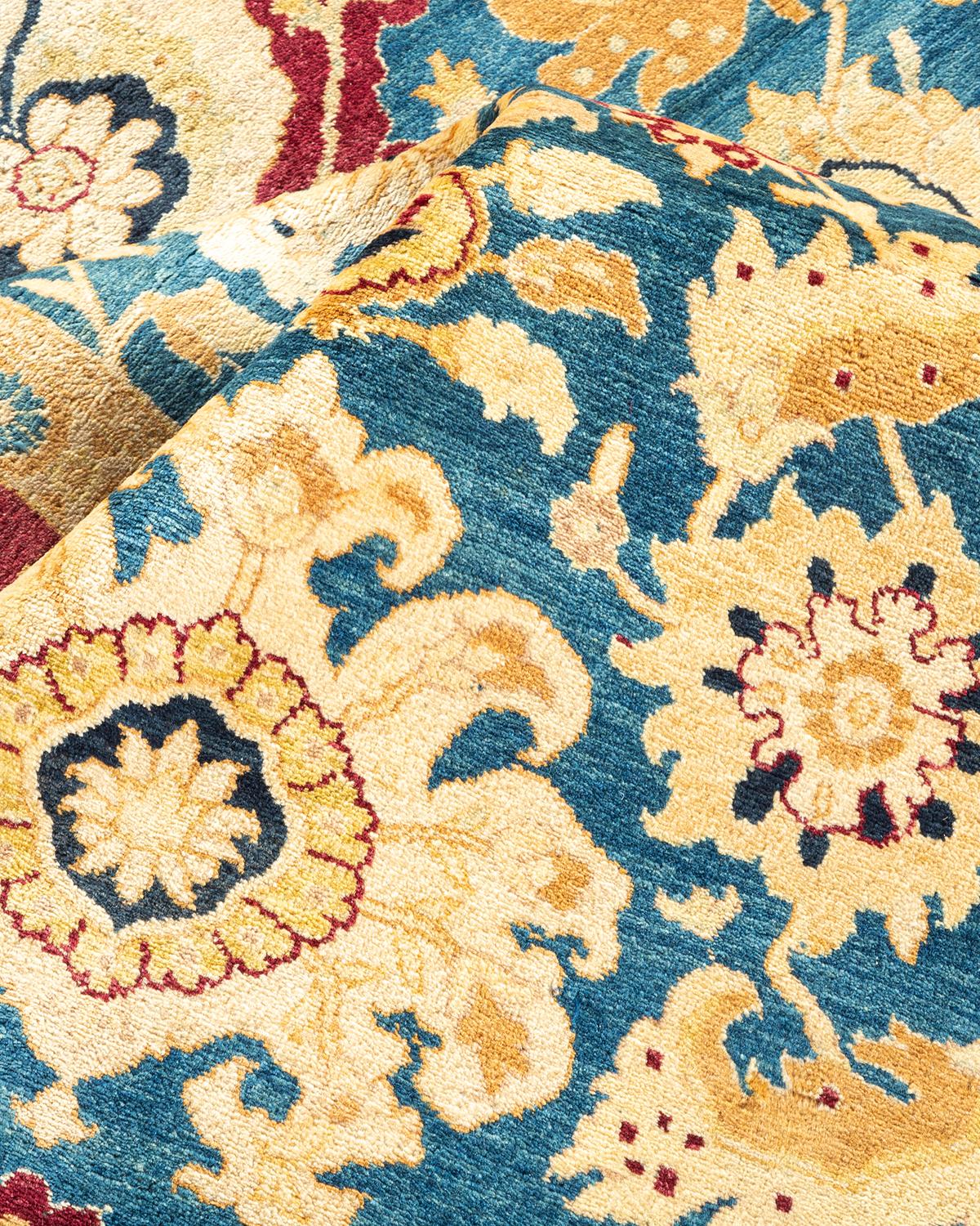 Handgefertigter, traditioneller Mogul-Blauer Teppich, Unikat (Sonstiges) im Angebot