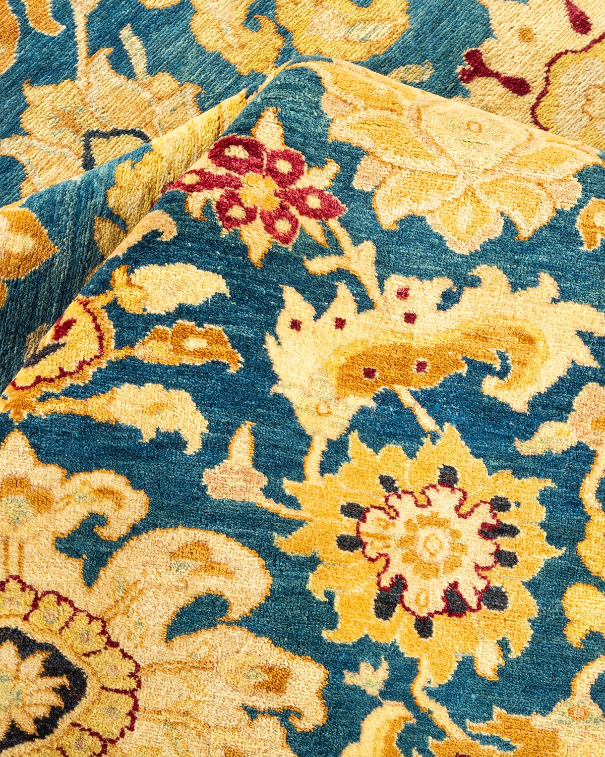 Other One-of-a-Kind Hand Made Traditional Mogul Blue Area Rug For Sale