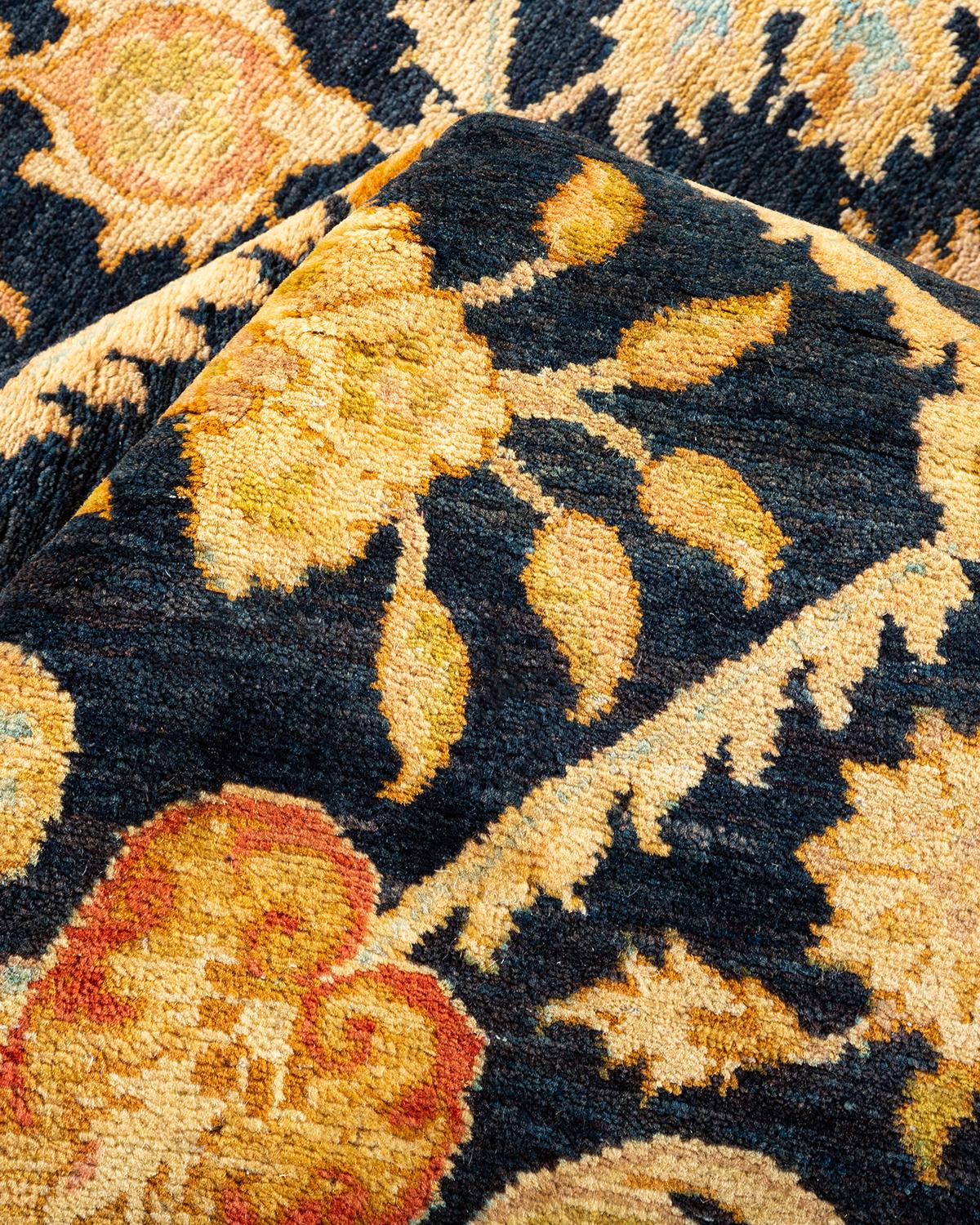 Other One-Of-A-Kind Hand Made Traditional Mogul Blue Area Rug For Sale