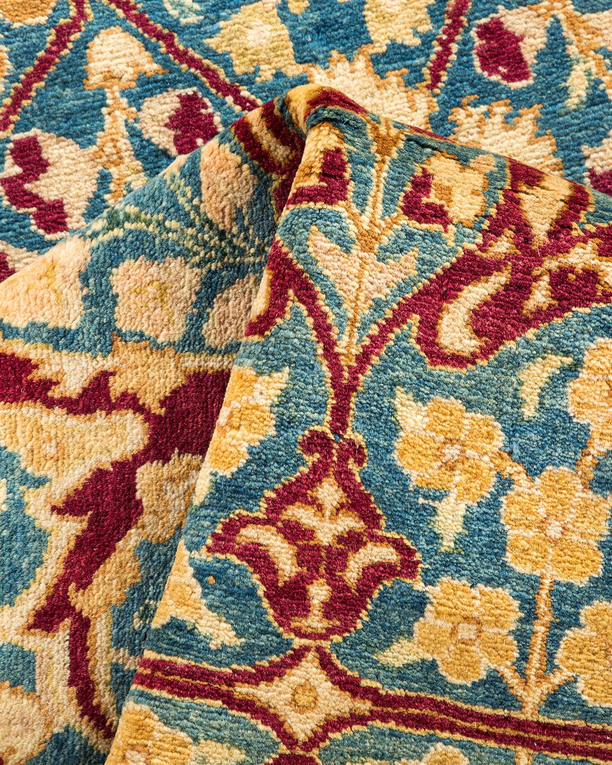 Other One-Of-A-Kind Hand Made Traditional Mogul Blue Area Rug For Sale