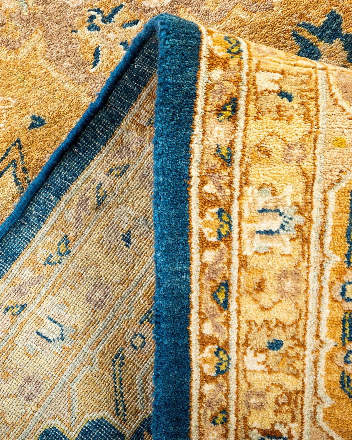 Pakistani One-of-a-kind Hand Made Traditional Mogul Blue Area Rug For Sale