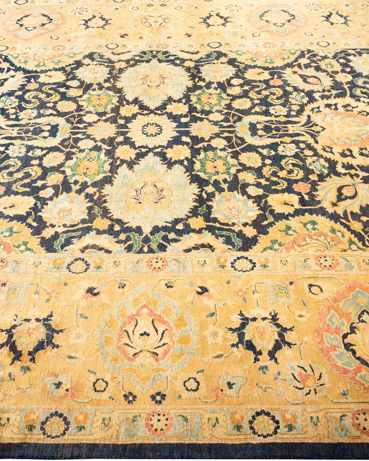 Tapis traditionnel bleu moghol unique fait main, unique en son genre Neuf - En vente à Norwalk, CT