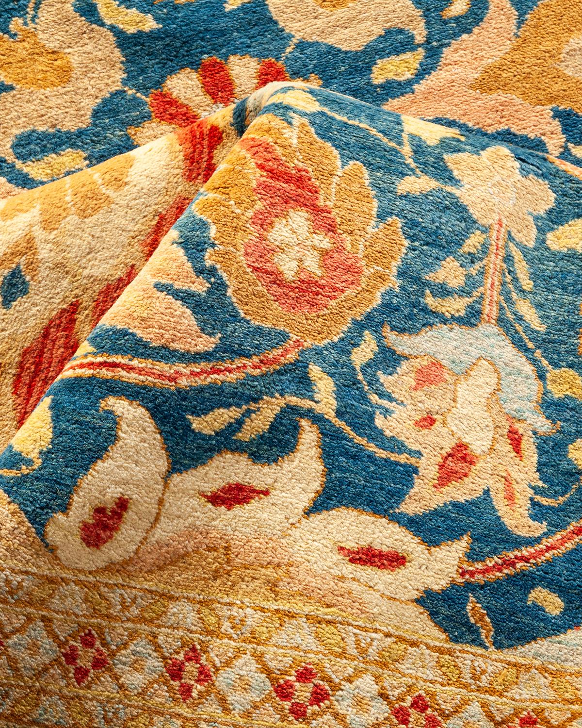 Traditioneller handgefertigter Mogul-Blauer Teppich, Unikat (Sonstiges) im Angebot