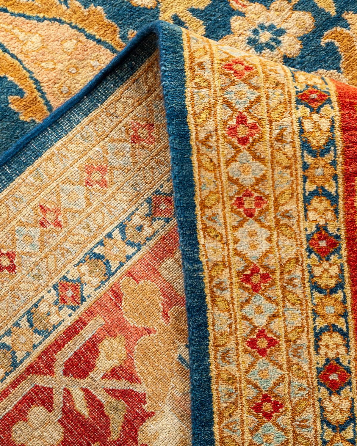 Traditioneller handgefertigter Mogul-Blauer Teppich, Unikat (Pakistanisch) im Angebot