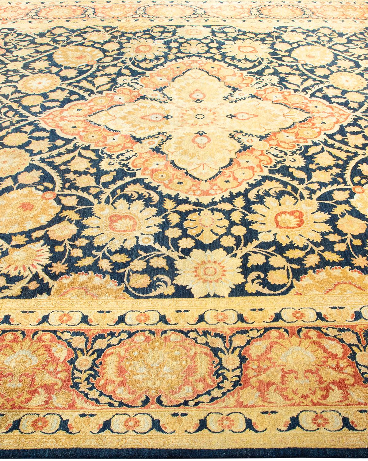 Tapis traditionnel bleu moghol unique fait main, unique en son genre Neuf - En vente à Norwalk, CT