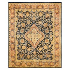 Tapis traditionnel Mogul bleu, unique en son genre, fait à la main