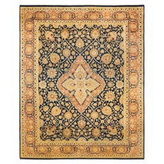 Tappeto tradizionale Mogul blu, unico nel suo genere, Hand Made