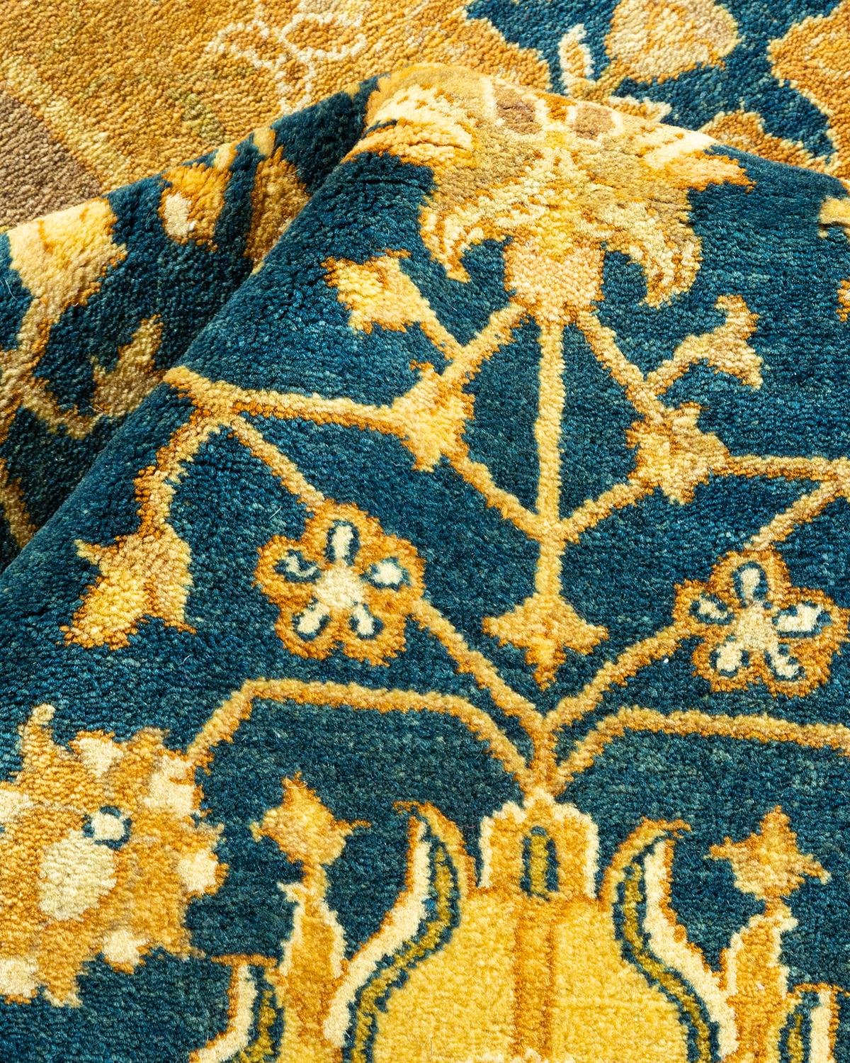 Other One-of-a-kind Hand Made Traditional Mogul Blue Area Rug For Sale