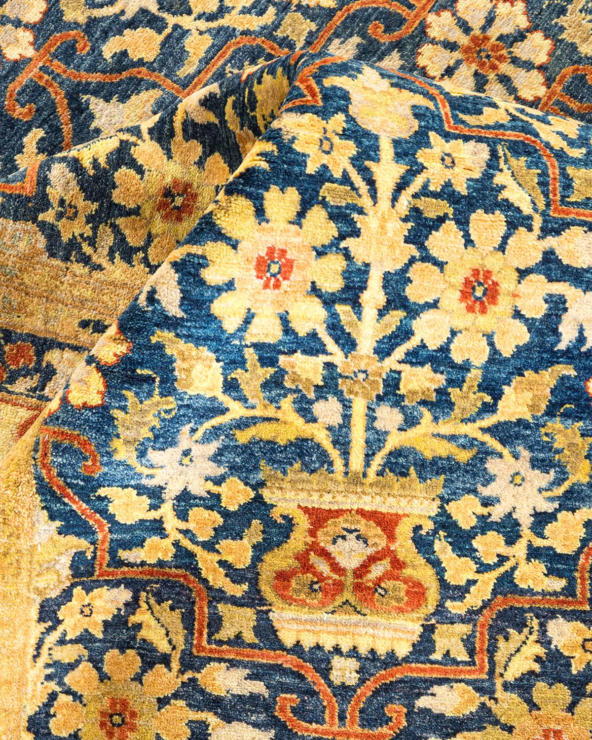 Traditioneller handgefertigter Mogul-Blauer Teppich, Unikat (Sonstiges) im Angebot