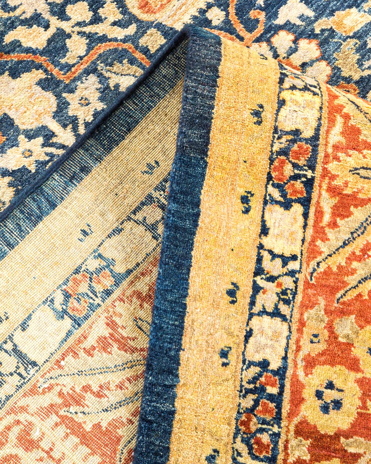 Traditioneller handgefertigter Mogul-Blauer Teppich, Unikat (Pakistanisch) im Angebot