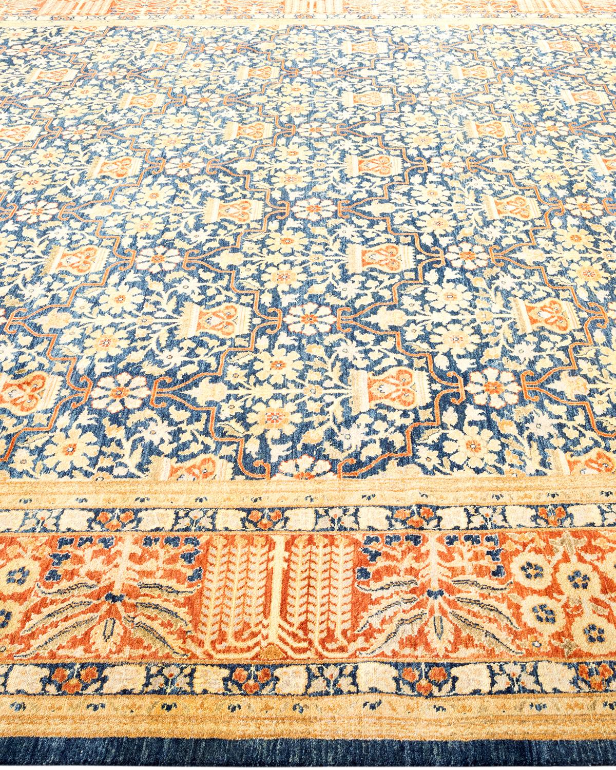Traditioneller handgefertigter Mogul-Blauer Teppich, Unikat im Zustand „Neu“ im Angebot in Norwalk, CT