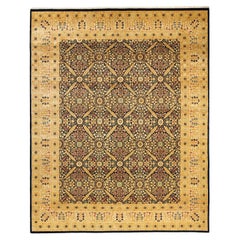 Tappeto tradizionale Mogul blu, unico nel suo genere, Hand Made